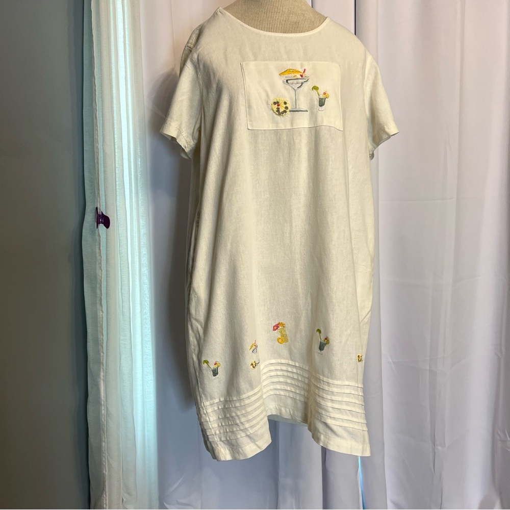 Jane Ashley Dress Womens Medium Sunflowers White Beaded Embroidered Coast